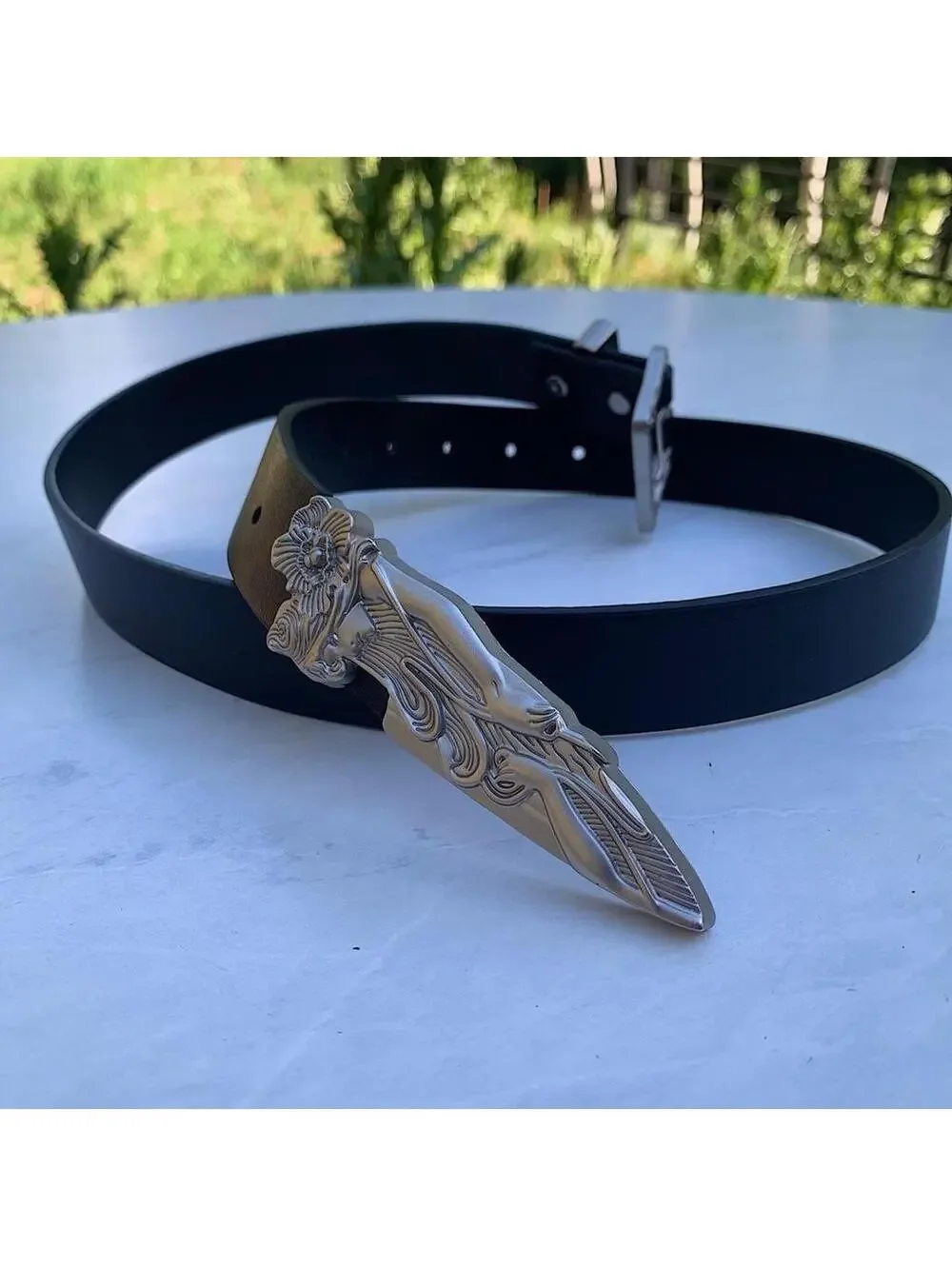Mermaid angel black and silver belt. Very cool unique belt. Y2k style. 40